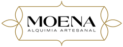 Logo of MOENA Alquimia Artesanal with decorative elements on a white background